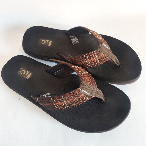 Teva Flip Flops Mens Brown 9 Plaid Mush II Original Sandal Lightweight Quick Dry - Picture 8 of 11